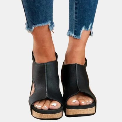 Ortopædiske Lædersandaler til Kvinder – Kilehæl & Komfort Hele Dagen Women Sandals & Slippers Tech Butik Sort 36