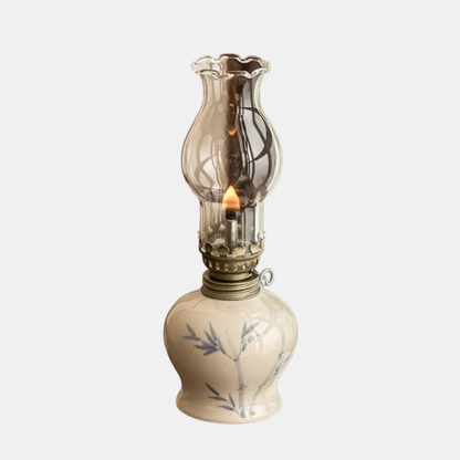 Olie-Lanterne Bordlampe – Håndlavet Keramisk Lanterne med Justerelig Flamme Olielamper Tech Butik Bamboo Serenity Knop