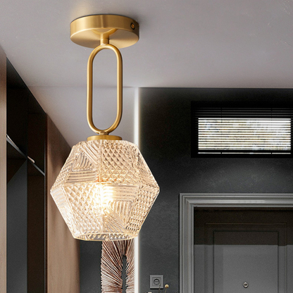 Loftlampe i Art Deco-stil med Diamantskåret Glas for Tidløs Elegance Belysning Tech Butik