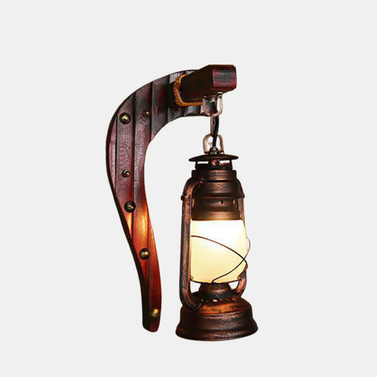 Rustik Opalglas Væglampe – Antik Kobber Sconce med Petroleum-Style Design Væglamper Tech Butik Vejrslidt Kobber Venstre