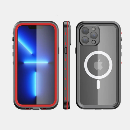 Militær-Grade IP68 Vandtæt iPhone Cover | 360° Panserbeskyttelse Mobiltelefontilbehør Tech Butik iPhone 17 Pro Max Rød med MagSafe