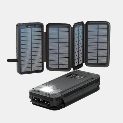 Solcelle-Powerbank – Pålidelig opladning til rejser & udendørsbrug Bærbare powerbanks Tech Butik Sort