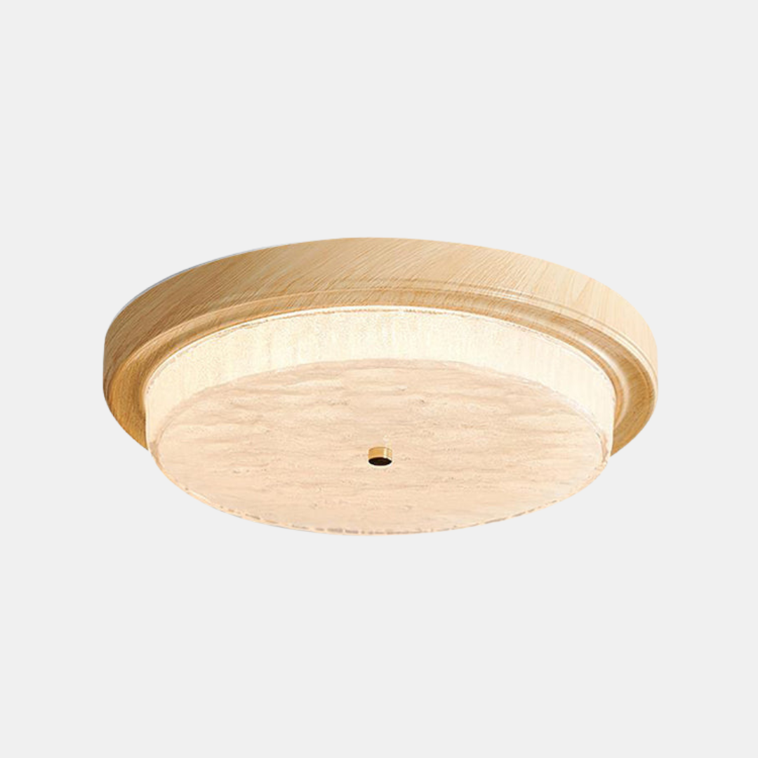 Moderne Loftlampe med Naturlige Accenter – Elegant Belysning Belysning Tech Butik Dia 37cm x H 9cm Træfarve