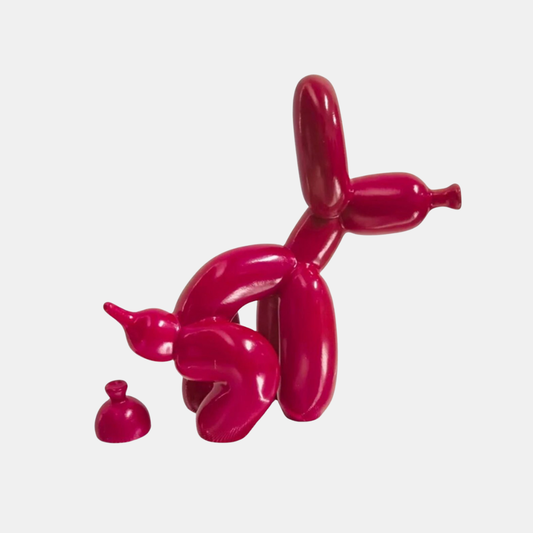 Ballonhund af Ballade – Håndlavet Resinfigur med Legende Design Skulpturer Tech Butik Rød