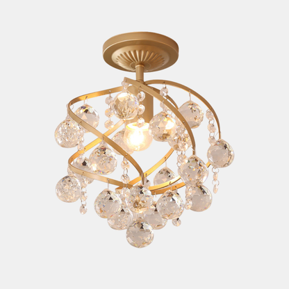 Fasetteret Krystalkugle Spiral Semi-Flush Loftlampe – Postmoderne Messingarmatur Loftlamper Tech Butik