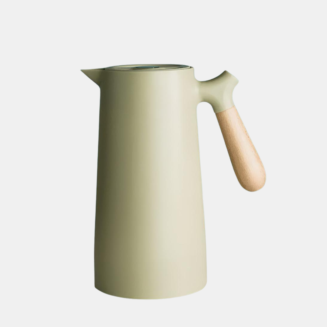 Kedel med Træhåndtag – Elegant & Dobbeltvægs-Isoleret Design Karaffer Tech Butik Mos Grøn