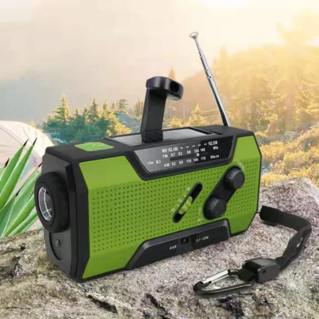 Kompakt Soldrevet Nødradio – 2000mAh Genopladeligt Batteri Nødradioer Tech Butik