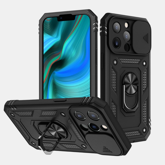 Robust Militærklasse Armor iPhone Cover – 360° Beskyttelse, Stødsikkert & MagSafe Mobiltelefoncovers Tech Butik iPhone 17 Pro Max Sort
