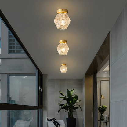 Loftlampe i Art Deco-stil med Diamantskåret Glas for Tidløs Elegance Belysning Tech Butik