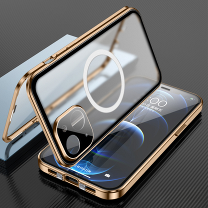 Magnetisk iPhone Cover – 360° Beskyttelse med Kamera- & Skærmværn Mobiltelefontilbehør Tech Butik iPhone 16 Pro Max Guld