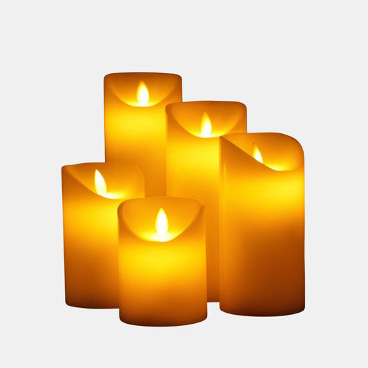 Flameless Block Stearinlys – Sikker & Elegant LED-lysdekoration Flameless stearinlys Tech Butik Klassiske Lamper – 5 stykker