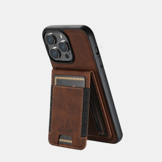 Premium Lædertelefoncover med MagSafe & Kortlommer Mobiltelefonetui og -covers Tech Butik Brun IPhone 12 Pro