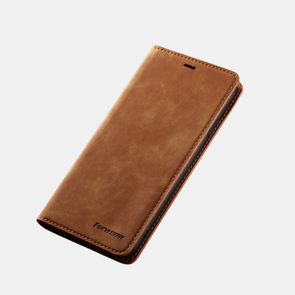 Premium iPhone Pung Flip Cover – Stativfunktion, Bumper-beskyttelse & Kortholdere Mobiltelefoncovers Tech Butik iPhone 17 Pro Max Kastanjebrun