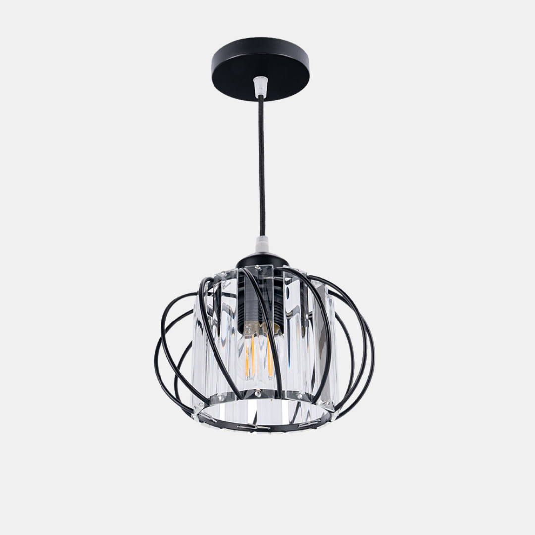 Stilfuld Globulær Glas Pendellampe - Minimal Elegance til Moderne Hjem Ceiling Light Tech Butik Sort Pendel lys D16*H16cm