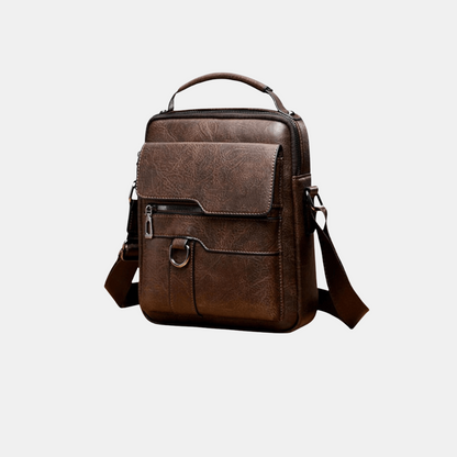 Herre Læderskuldertaske – Slank & Praktisk Håndtasker Tech Butik Mørkebrun