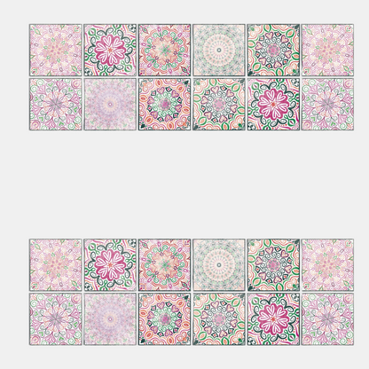 24-Delers Europæisk Mandala Flisesæt – Dekorativt & Stilfuldt Vægfliser Tech Butik HZ064 10cm x 10CM x 24PCS