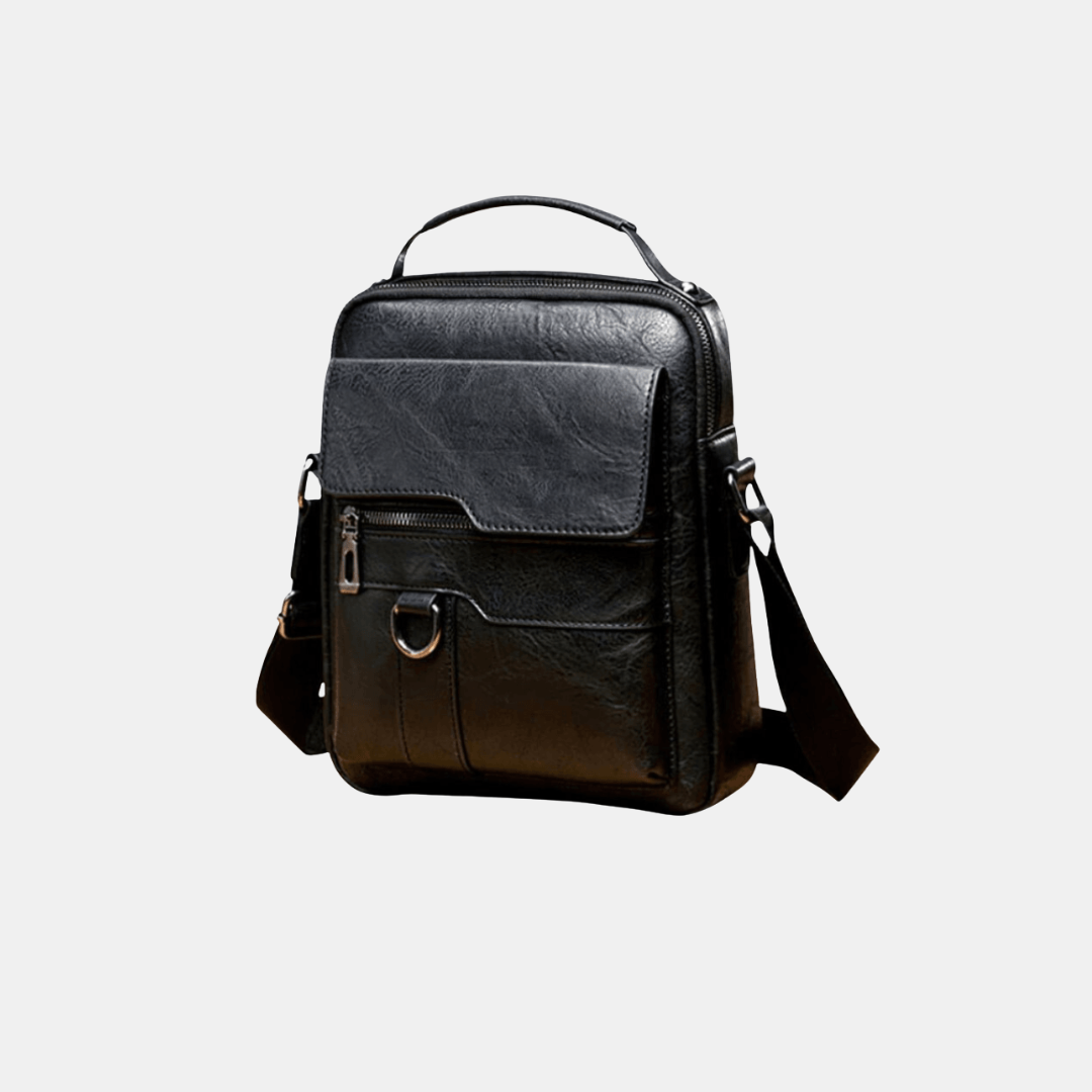 Herre Læderskuldertaske – Slank & Praktisk Håndtasker Tech Butik Sort