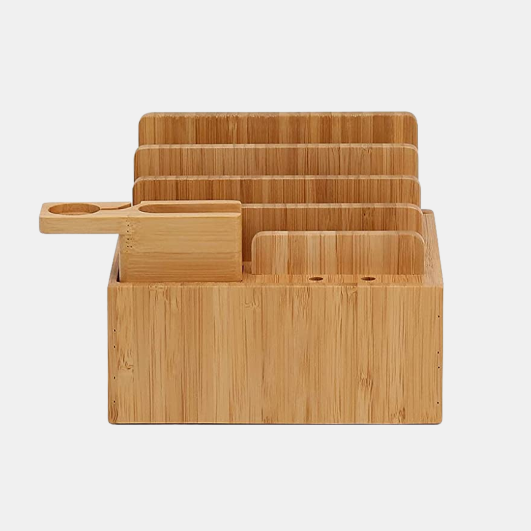 Elegant Bambus Opladningsstation – Hold Alle Dine Enheder Strømførte & Organiserede Opladningsstationer Tech Butik