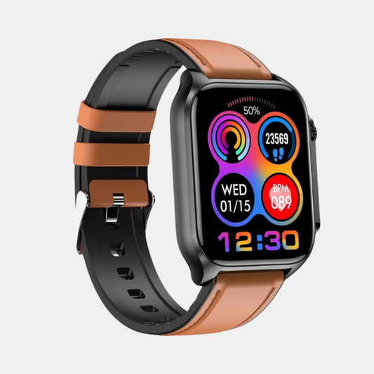 Alt-i-en Vandtæt Sundheds-Smartwatch – 24/7 Vitalovervågning & Smarte Notifikationer Tech Butik Brun & Sort