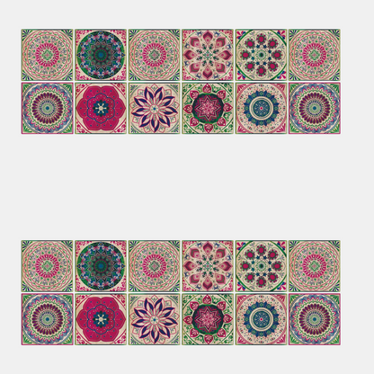 24-Delers Europæisk Mandala Flisesæt – Dekorativt & Stilfuldt Vægfliser Tech Butik HZ055 10cm x 10CM x 24PCS