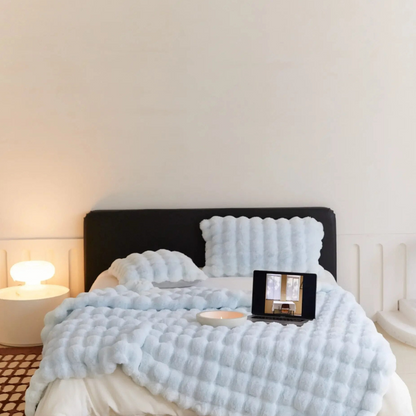 Blød Fleeceplaid – Hyggelig Tæppe til Sengen Fleece tæpper Tech Butik Himmelblå 100x160 cm