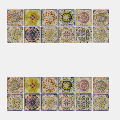 24-Delers Europæisk Mandala Flisesæt – Dekorativt & Stilfuldt Vægfliser Tech Butik HZ057 10cm x 10CM x 24PCS