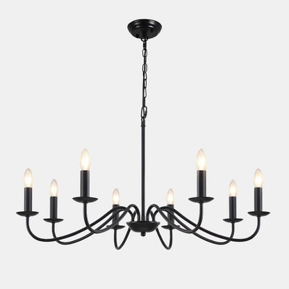 Klassisk Lysestage-lysekrone – Moderne Jern Pendellampe Kronleuchtere Tech Butik Sort 4 Lyskilder(D88*H38cm)