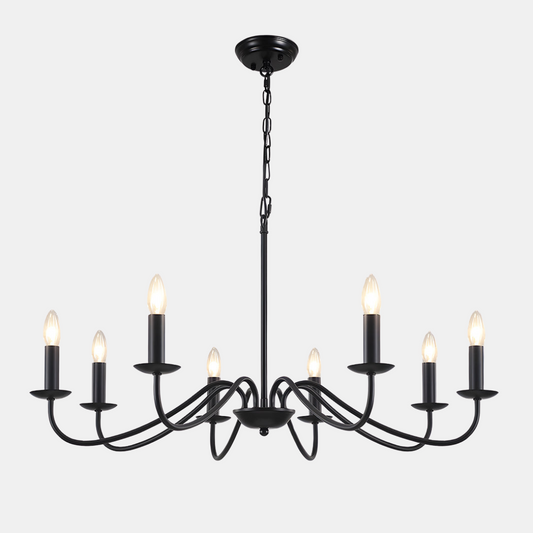 Klassisk Lysestage-lysekrone – Moderne Jern Pendellampe Kronleuchtere Tech Butik Sort 4 Lyskilder(D88*H38cm)