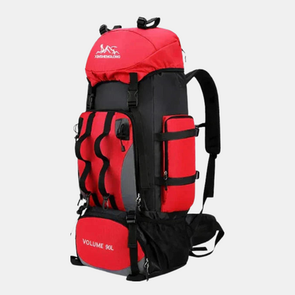 Heavy-Duty 90L Vandtæt Vandreturs- & Campingrygsæk – Holdbar og Pålidelig Rygsække Tech Butik Rød Uden vandtæt dækning