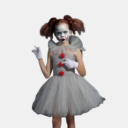 Uhyggelig Klovnekjole med Tyl – Skræmmende & Legende Halloween Kostume til Piger Kostumer og tilbehør Tech Butik 90 (2-3 år)