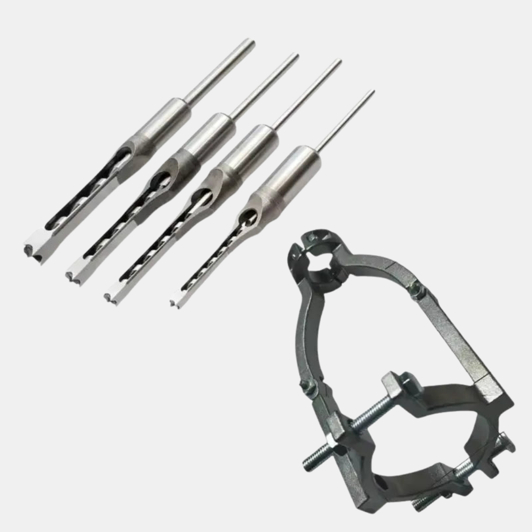 Firkanthulsbor – Præcisionsskæring til Træbearbejdningsprojekter Borebits Tech Butik 4-delt sæt + Montering