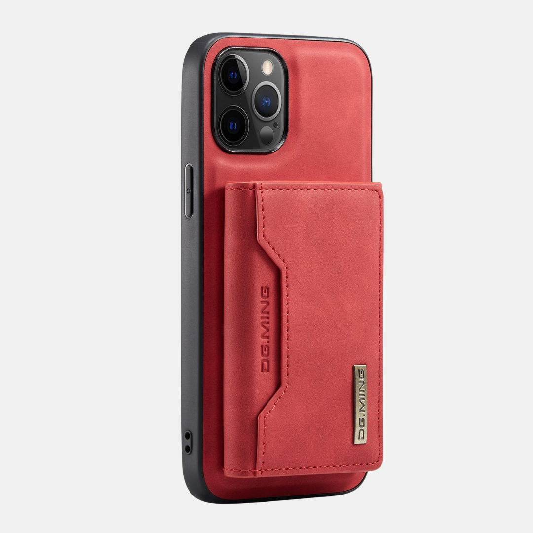 Premium Læder iPhone Cover – 2-i-1 Magnetisk Pung, Kortholder & Stativfunktion Mobiltelefoncovers Tech Butik iPhone 17 Pro Max Kraftfuld Rød