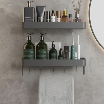 Moderne Badeværelseshylde – Stilfuld Opbevaring til et Rydeligt Rum Badeværelsestilbehør Tech Butik Grå Bundsæt - 40cm