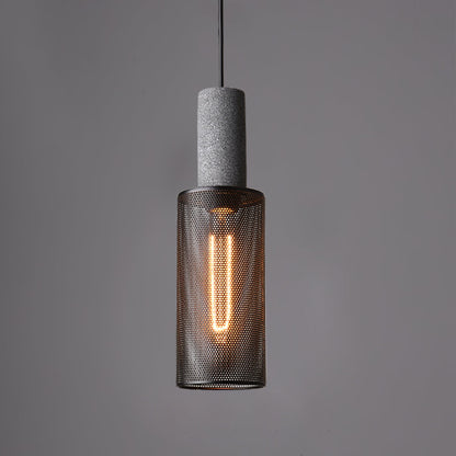 Cylindrisk Loftlampe i Beton og Metal til Moderne Rum hængelampe Tech Butik Model B Dia 10cm x H 34cm