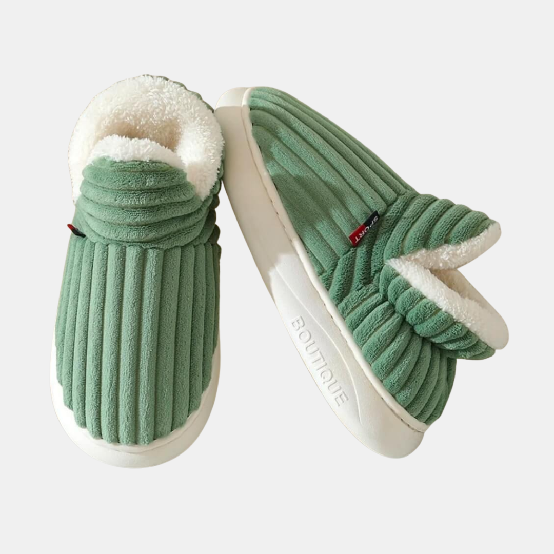 Dame Plys Varm Skridsikker Indendørs Tøfler Sutsko Tech Butik Grøn 36-37