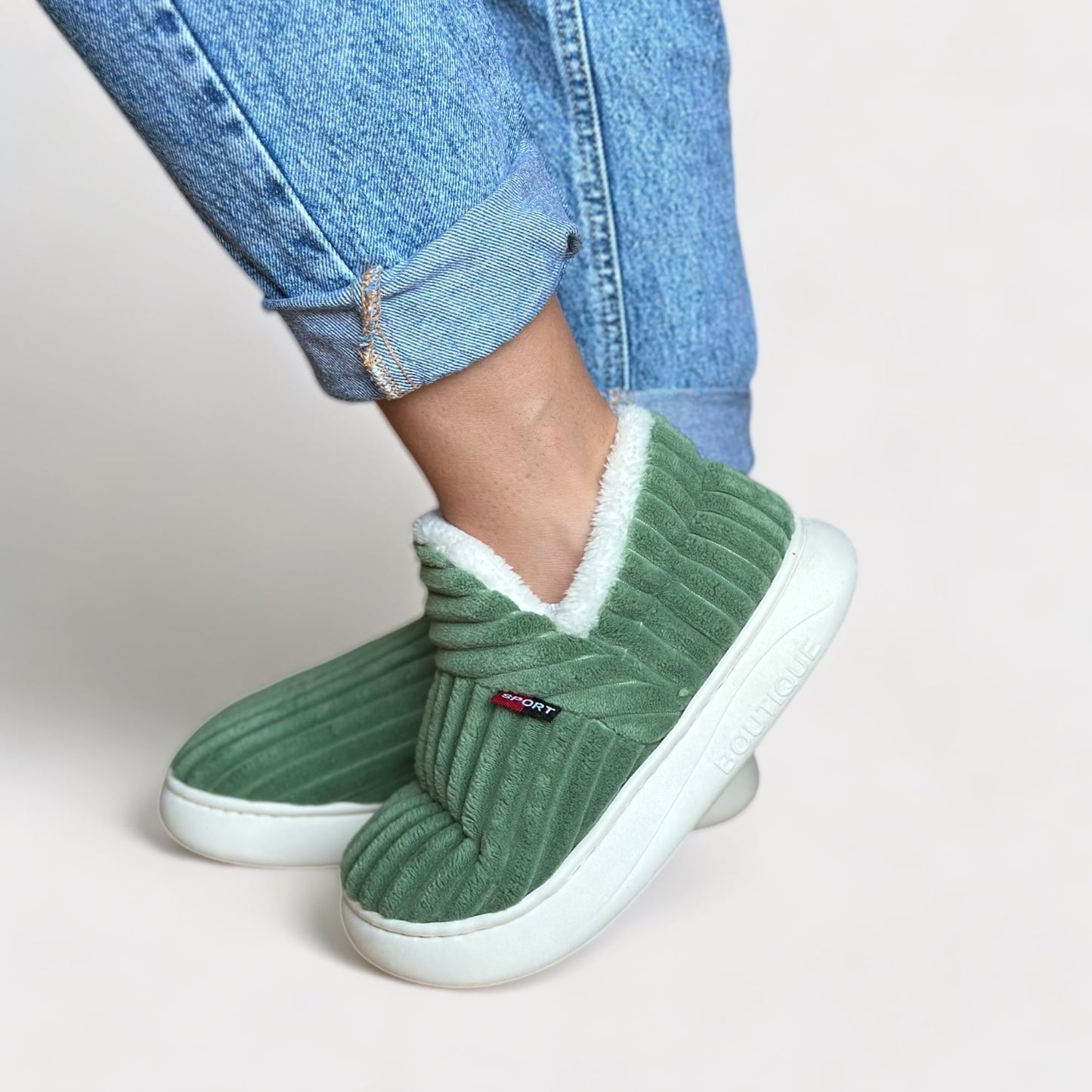 Dame Plys Varm Skridsikker Indendørs Tøfler Sutsko Tech Butik