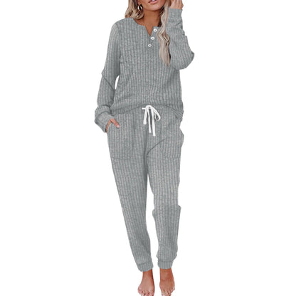 Dame Loungewear Sæt med Knappelukning Loungewear Set Tech Butik Grå S