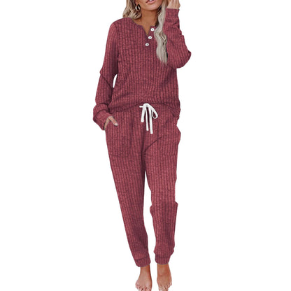 Dame Loungewear Sæt med Knappelukning Loungewear Set Tech Butik Rød S