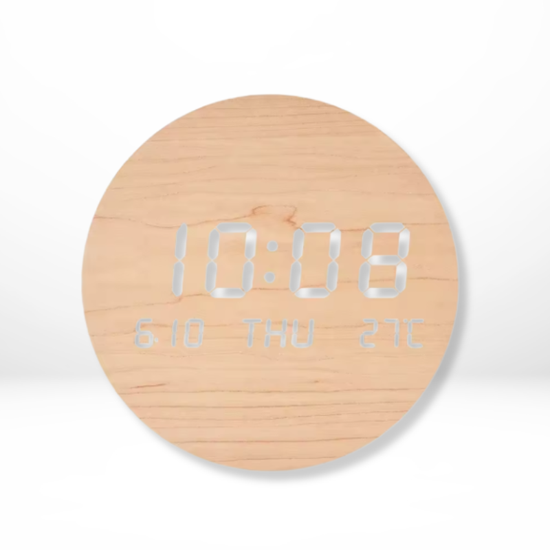 Digitalt LED-vækkeur i træ Ure Tech Butik Trækorn