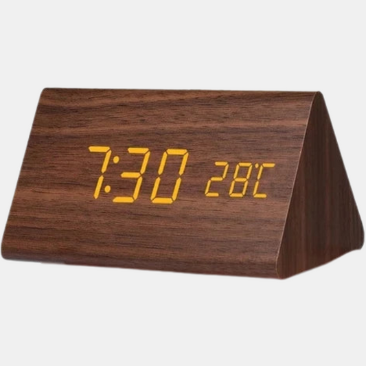 Digitalt vækkeur med stemmestyring og LED-display Ure Tech Butik Brun-trekantet