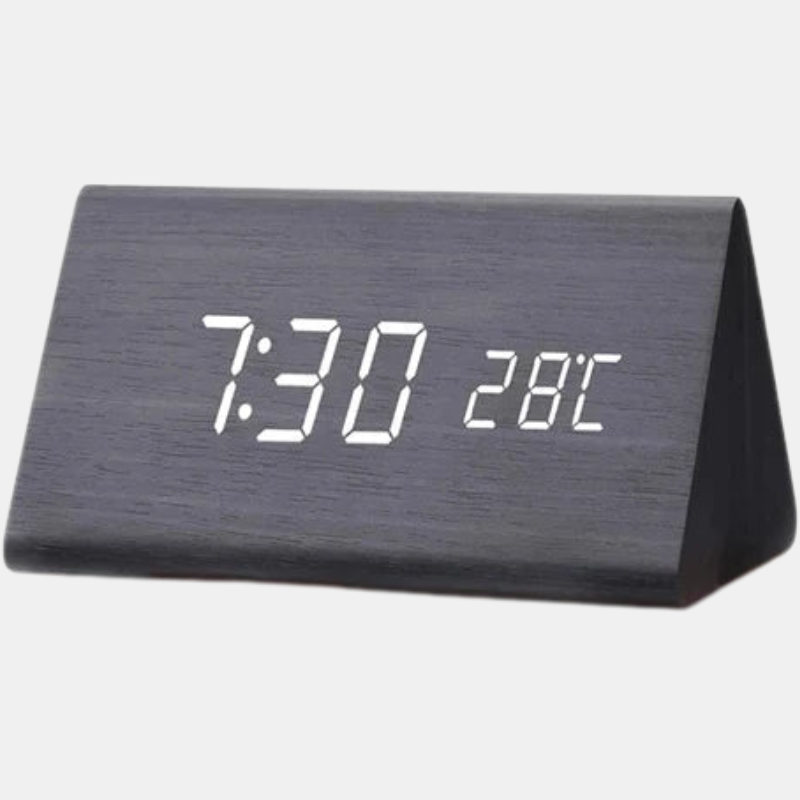 Digitalt vækkeur med stemmestyring og LED-display Ure Tech Butik Sort trekantet