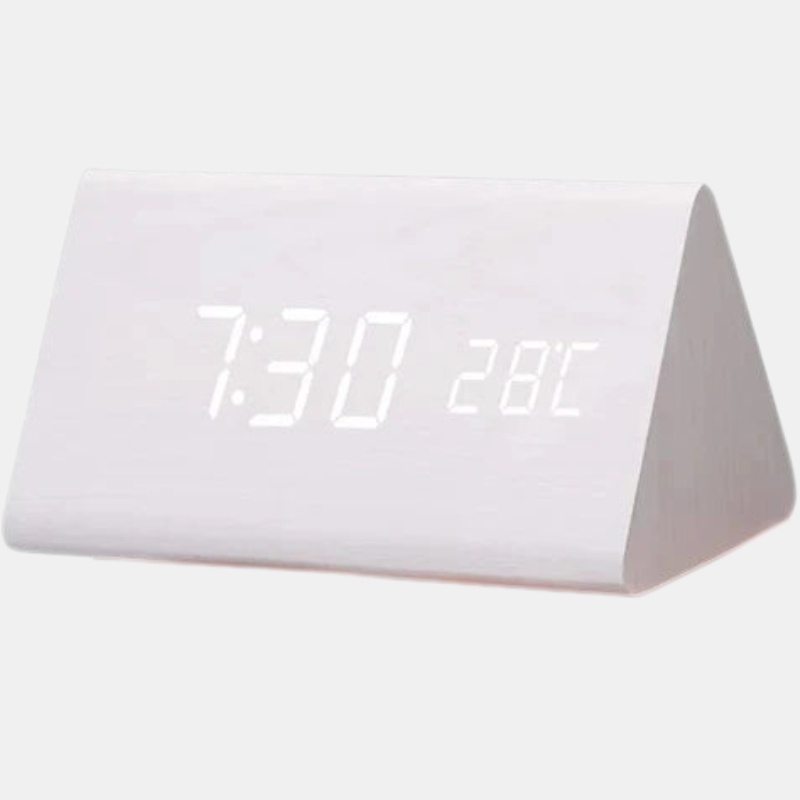 Digitalt vækkeur med stemmestyring og LED-display Ure Tech Butik Hvid trekantet