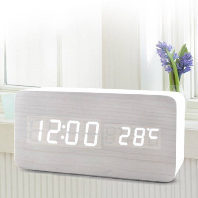 Digitalt vækkeur med stemmestyring og LED-display Ure Tech Butik Hvid-balkformet
