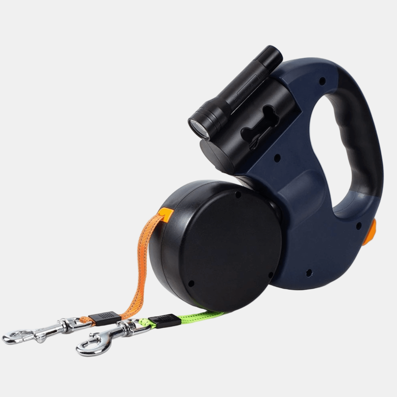 Dobbelt Hundesnor Med Indbygget Lommelygte Og 360° Drejbar Mekanisme Lommelygte Tech Butik Blå
