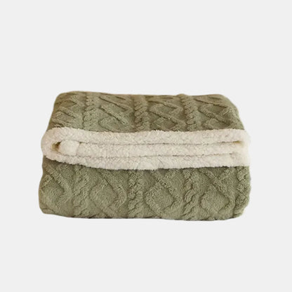 Dobbelt Lag Vinter Dækken i Uld og Fleece til Komfort og Stil Uldtæppe Tech Butik Grøn 70x100cm