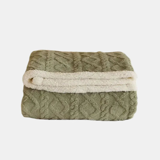 Dobbelt Lag Vinter Dækken i Uld og Fleece til Komfort og Stil Uldtæppe Tech Butik Grøn 70x100cm