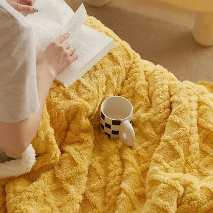 Dobbelt Lag Vinter Dækken i Uld og Fleece til Komfort og Stil Uldtæppe Tech Butik Gul 70x100cm