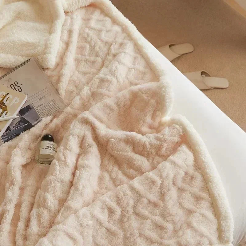 Dobbelt Lag Vinter Dækken i Uld og Fleece til Komfort og Stil Uldtæppe Tech Butik Hvid 70x100cm
