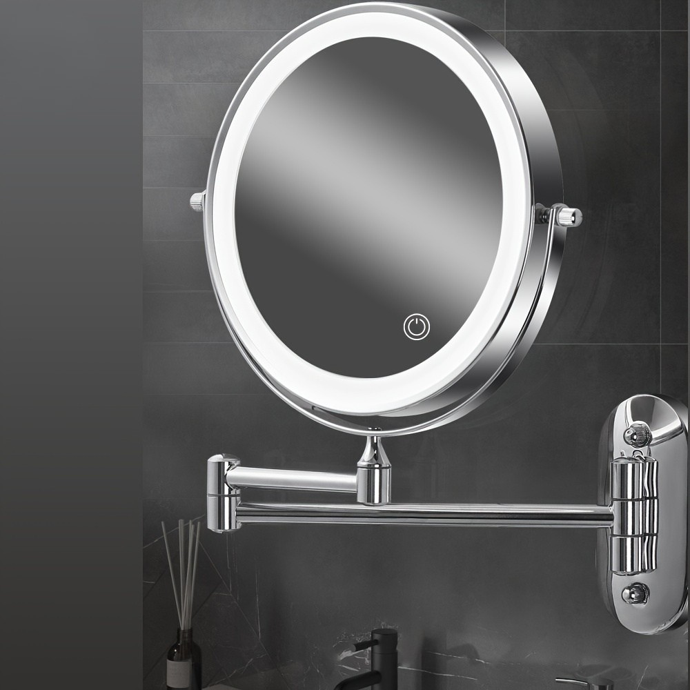 Dobbeltsidet Makeup Spejl med Lys - Vægmonteret LED Spejl til Badeværelse Makeup spejle Tech Butik