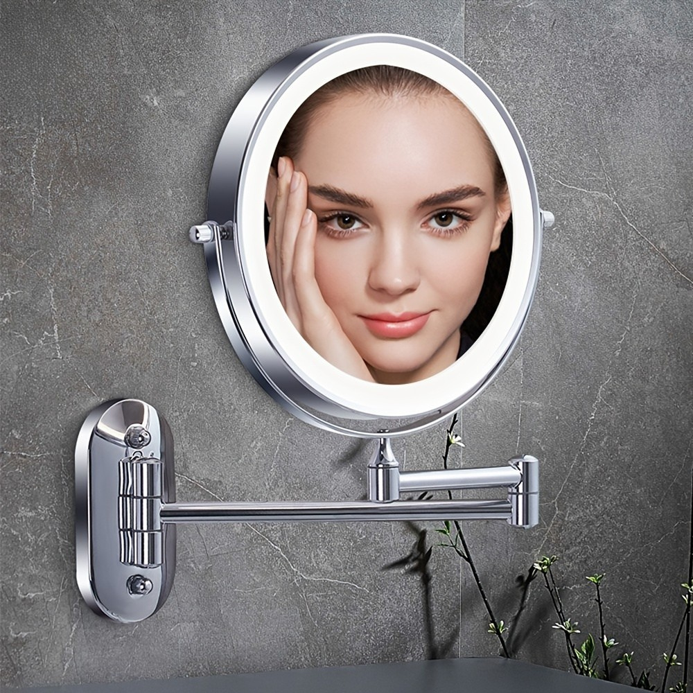 Dobbeltsidet Makeup Spejl med Lys - Vægmonteret LED Spejl til Badeværelse Makeup spejle Tech Butik